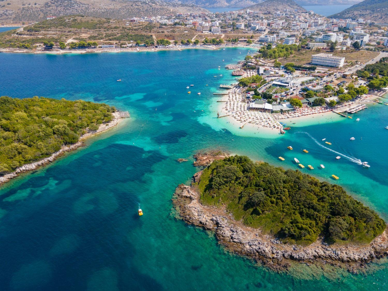 Ksamil Beach aerial view